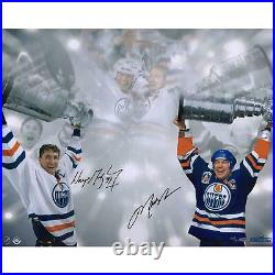 Wayne Gretzky & Mark Messier Edmonton Oilers Signed 16 x 24 Stanley Cup Photo