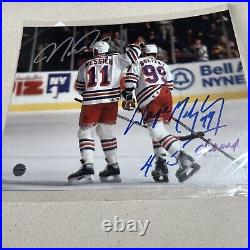 Wayne Gretzky Mark Messier Signed Auto 8x10 Color Photo with COA Edmonton Oilers