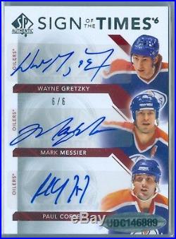 Wayne Gretzky / Messier / Coffey 2017-18 Sp Authentic Sott 6 Auto Autograph Sp/6