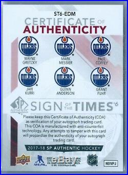 Wayne Gretzky / Messier / Coffey 2017-18 Sp Authentic Sott 6 Auto Autograph Sp/6