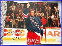 Wayne Gretzky NY Rangers Autographed Signed 8x10 Photo JSA COA Last Gm Inscribe