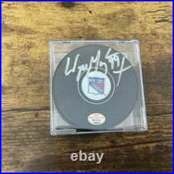 Wayne Gretzky New York Rangers autographed hockey puck P. A. A. S. Authenticated