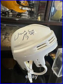 Wayne Gretzky Oilers Autographed Mini Helmet & Puck with COA