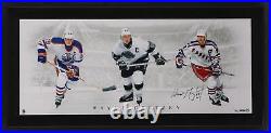 Wayne Gretzky Oilers FRMD Signed 36 x 15 Triple Threat Photograph-LE/199 UD