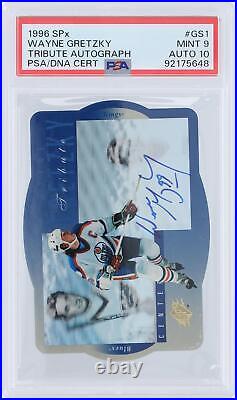 Wayne Gretzky Oilers Signed 1996 Upper Deck SPX Cut Tribute #GS1 PSA 9/10 Card