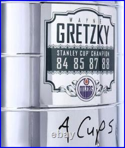 Wayne Gretzky Oilers Signed Rep SC withFour Cups Plaque/4 Cups Insc LE/99