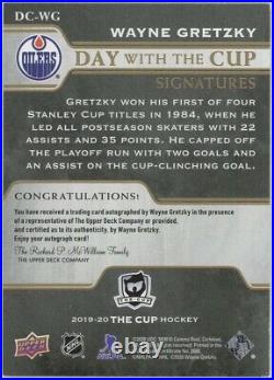 Wayne Gretzky Oilers UD THE CUP 2019-20 Day With The Cup Autographed Card #DC-WG