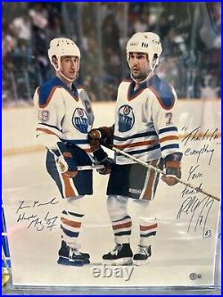Wayne Gretzky & Paul Coffey Dual Signed 16X20 Oilers unframed BAS