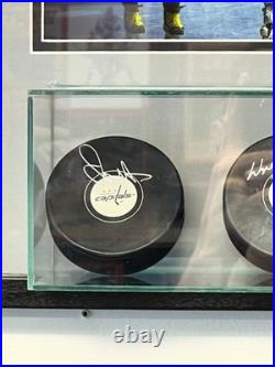 Wayne Gretzky Rangers Alex Ovechkin Capitals Autographed Framed Pucks WithFanatics