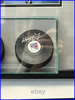 Wayne Gretzky Rangers Alex Ovechkin Capitals Autographed Framed Pucks WithFanatics