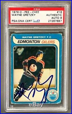 Wayne Gretzky Signed 1979 O-pee-chee Rookie Card Psa Auto Grade Mint 9 Oilers Rc