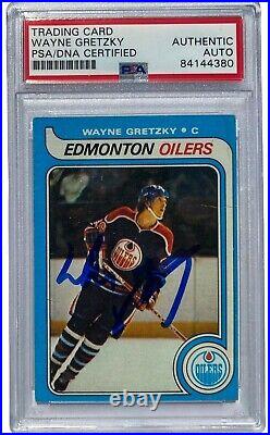 Wayne Gretzky Signed 1979 Topps #18 Rookie Card Auto Rc Oilers Psa/dna