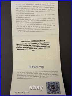 Wayne Gretzky Signed 1987 Mini Stanley Cup Trophy /250 UDA COA FADED