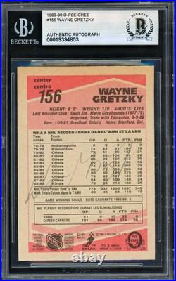 Wayne Gretzky Signed 1989-90 O-Pee-Chee Card 156 Kings (Signed on Back) Beckett Wayne Gretzky Signed 1989-90 O-Pee-Chee Card 156 Kings (Signed on Back) Beckett