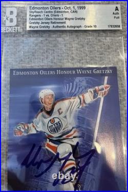 Wayne Gretzky Signed 1989 Oilers Jersey Retire Ticket AUTOGRAPH BGS GEM Mint 10