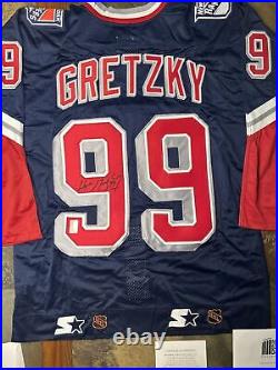 Wayne Gretzky Signed Auth NY Rangers Pro Dark Liberty Jrsy Dual COA MSG /WG Auth