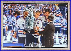 Wayne Gretzky Signed Autographed Canvas Framed 37 x 26 WGA Stanley Cup Oilers