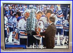 Wayne Gretzky Signed Autographed Canvas Framed 37 x 26 WGA Stanley Cup Oilers