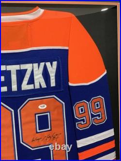 Wayne Gretzky Signed Autographed Jersey Framed Edmonton Oilers PSA