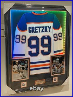 Wayne Gretzky Signed Autographed Jersey L. E. D custom Framed Edmonton Oilers PSA
