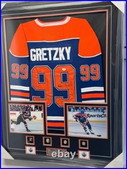 Wayne Gretzky Signed Autographed Jersey L. E. D custom Framed Edmonton Oilers PSA