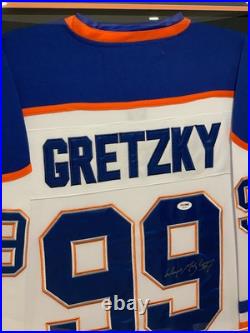 Wayne Gretzky Signed Autographed Jersey L. E. D custom Framed Edmonton Oilers PSA