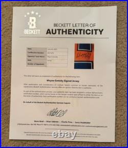 Wayne Gretzky Signed Edmomton Oilers Jersey XL Beckett Full Letter The Goat
