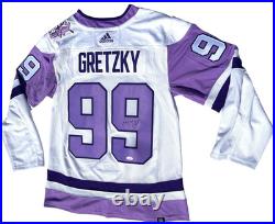 Wayne Gretzky Signed Edmonton Oilers Hockey Fights Cancer Authentic Jersey Jsa