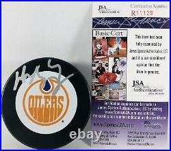 Wayne Gretzky Signed Edmonton Oilers Retro Logo Puck Autographed +jsa Coa