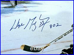 Wayne Gretzky Signed Framed 38X24 Signed Canvas WGA 802nd Goal Kings