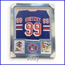 Wayne Gretzky Signed Framed NY Rangers Jersey Autographed COA 34x42