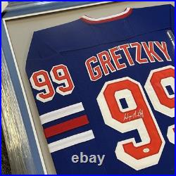 Wayne Gretzky Signed Framed NY Rangers Jersey Autographed COA 34x42