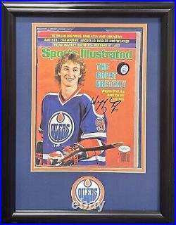 Wayne Gretzky Signed Framed SI Full Magazine Oilers The Great Autograph JSA COA