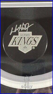 Wayne Gretzky Signed NHL Kings Hockey Jersey & Puck Professionally Framed