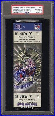 Wayne Gretzky Signed New York Rangers Final Game Full Ticket Psa/dna Auto 10