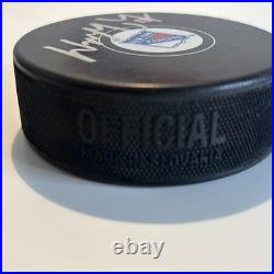 Wayne Gretzky Signed New York Rangers Hockey Puck with Case Display & Pro-Cert COA