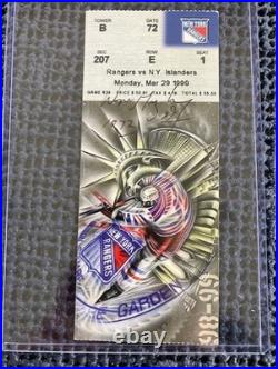 Wayne Gretzky Signed New York Rangers Last Goal (1072) Full Ticket (jsa Loa)