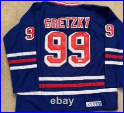 Wayne Gretzky Signed New York Rangers Throwback Jersey Beckett Coa Full Letter