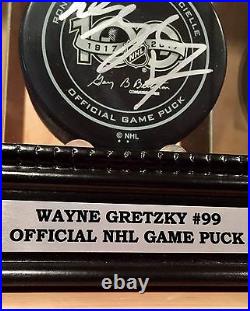 Wayne Gretzky Signed Official NHL 100th Season Game Hockey Puck JSA Stanley Cup