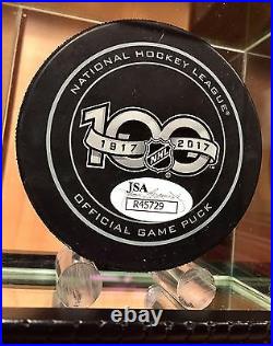 Wayne Gretzky Signed Official NHL 100th Season Game Hockey Puck JSA Stanley Cup