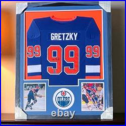 Wayne Gretzky Signed Oilers Framed Jersey 34x42 withGretzky Authentic Hologram