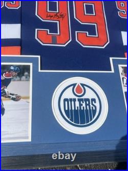 Wayne Gretzky Signed Oilers Framed Jersey 34x42 withGretzky Authentic Hologram