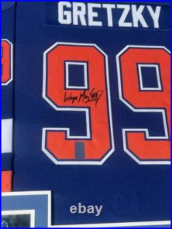 Wayne Gretzky Signed Oilers Framed Jersey 34x42 withGretzky Authentic Hologram