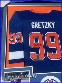 Wayne Gretzky Signed Oilers Framed Jersey 34x42 withGretzky Authentic Hologram