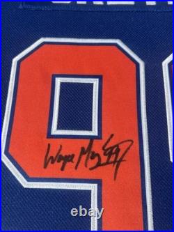 Wayne Gretzky Signed Oilers Framed Jersey 34x42 withGretzky Authentic Hologram