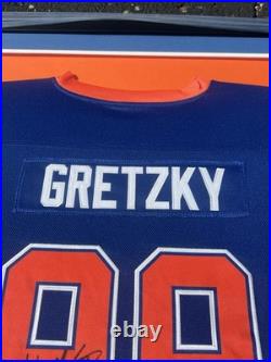 Wayne Gretzky Signed Oilers Framed Jersey 34x42 withGretzky Authentic Hologram