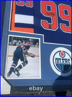 Wayne Gretzky Signed Oilers Framed Jersey 34x42 withGretzky Authentic Hologram