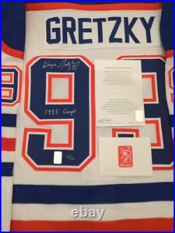 Wayne Gretzky Signed Oilers Jersey JSA LOA CCM 1985 Cup Inscription Rare WGA