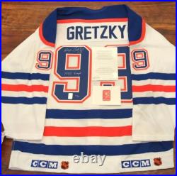 Wayne Gretzky Signed Oilers Jersey JSA LOA CCM 1985 Cup Inscription Rare WGA
