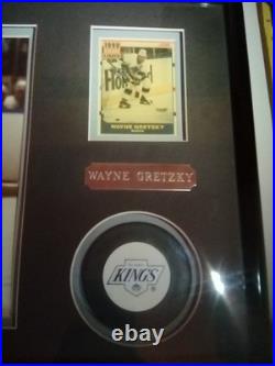 Wayne Gretzky Signed Picture with 1990 Card & Puck